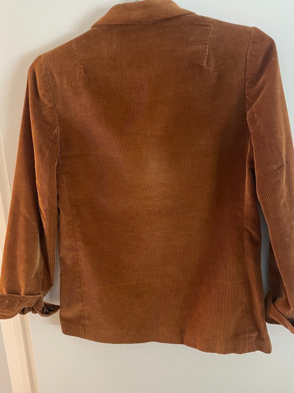 Vintage 80s TICA Chestnut Brown Corduroy Blazer Size 6 Stripe Lining - Picture 12 of 12